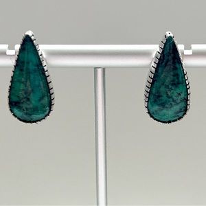 Charlyn Reano Santo Domingo Signed Turquoise Sterling Silver Earrings